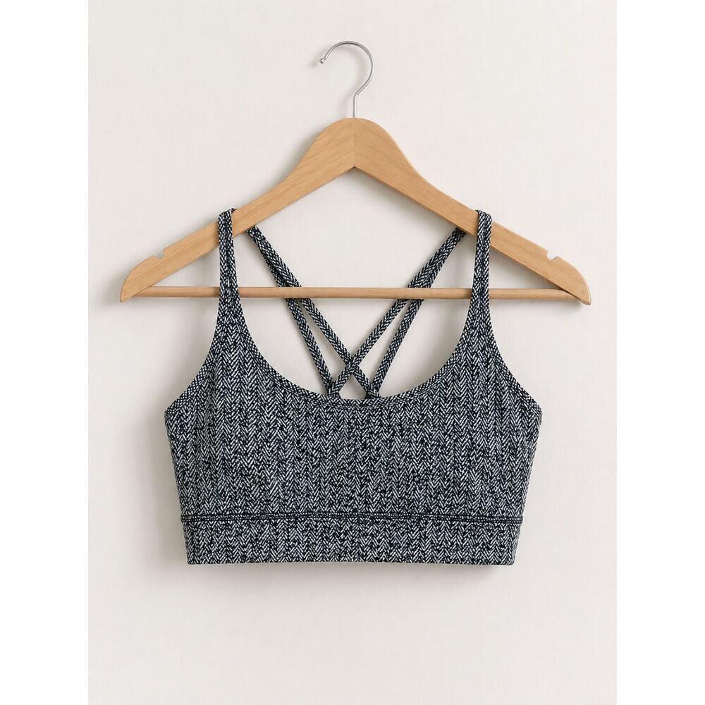 Lululemon Strappy Crossback Sports Bra Static Black White Size 8